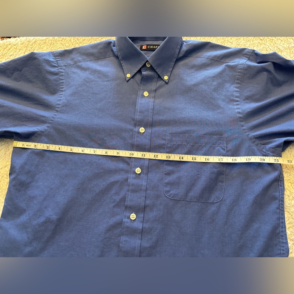 CHAPS Men's Blue Checkered Button Down Long Sleeve Collared Shirt Medium Pocket - Picture 6 of 6